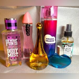6 women’s fragrances💕Ariana grande,Ad’ore Me,ZUM,Pink,Elizabeth Arden,Rita spray
